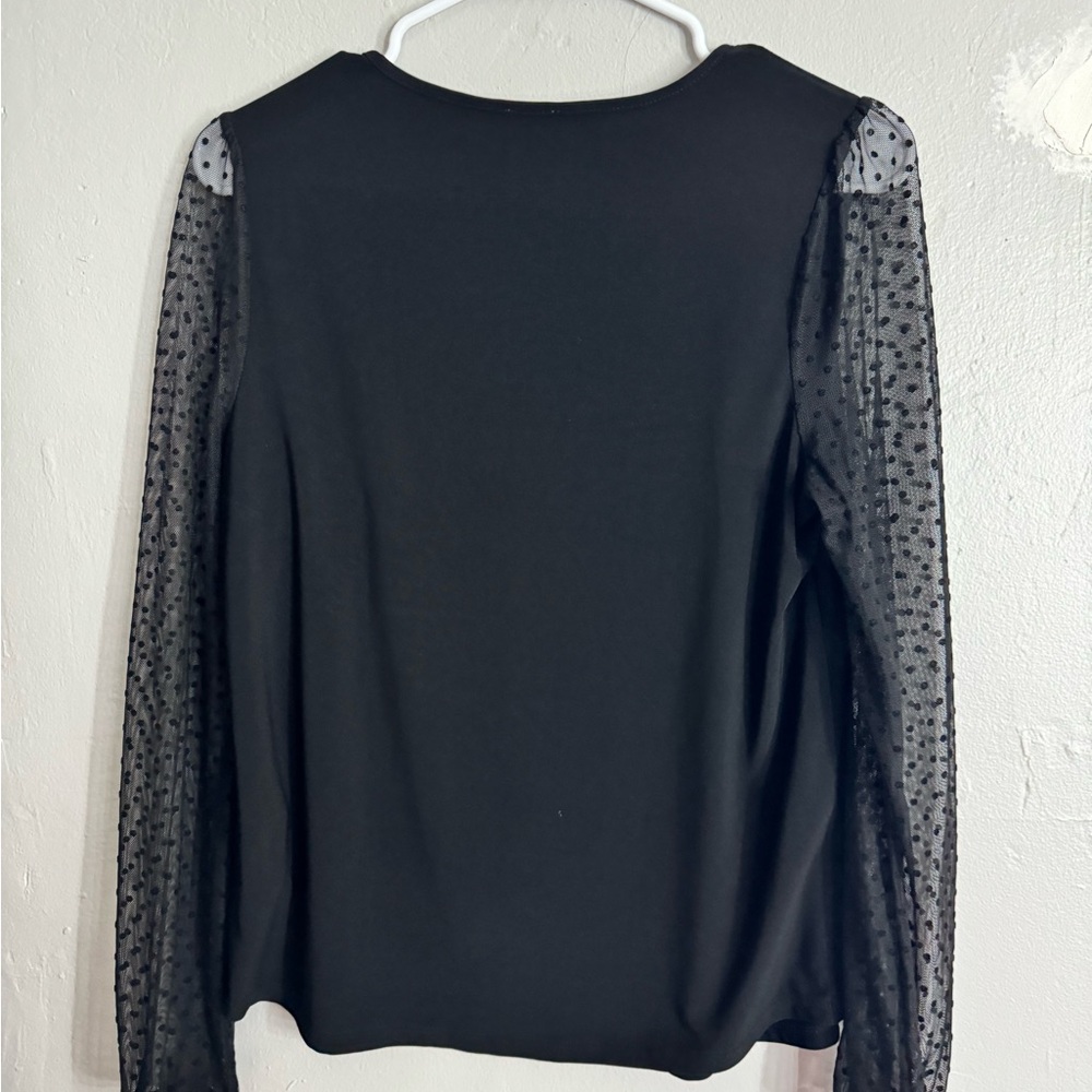 Anne Klein blouse transparent long sleeve